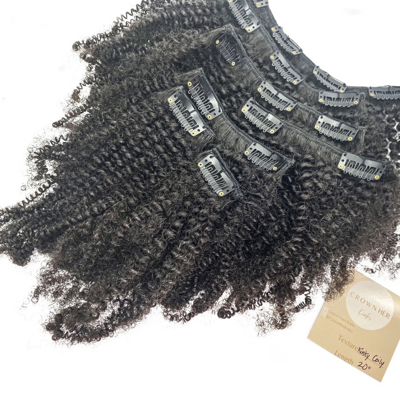 Kinky Coil Hair Wefted Human Hair Extensions for Black Women Girls